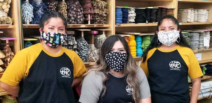 H&R Fabrics employees wearing face masks during the COVID-19 Stay At Home order.